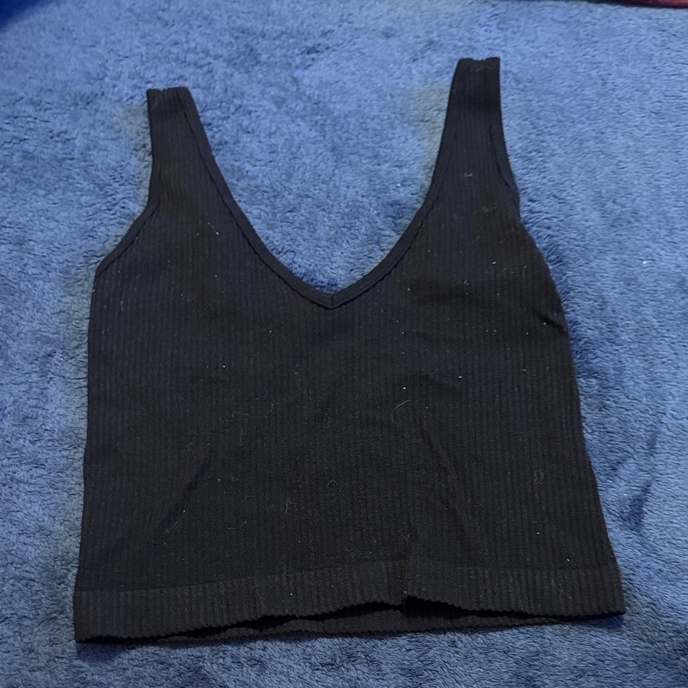 Black Ribbed Women's Top